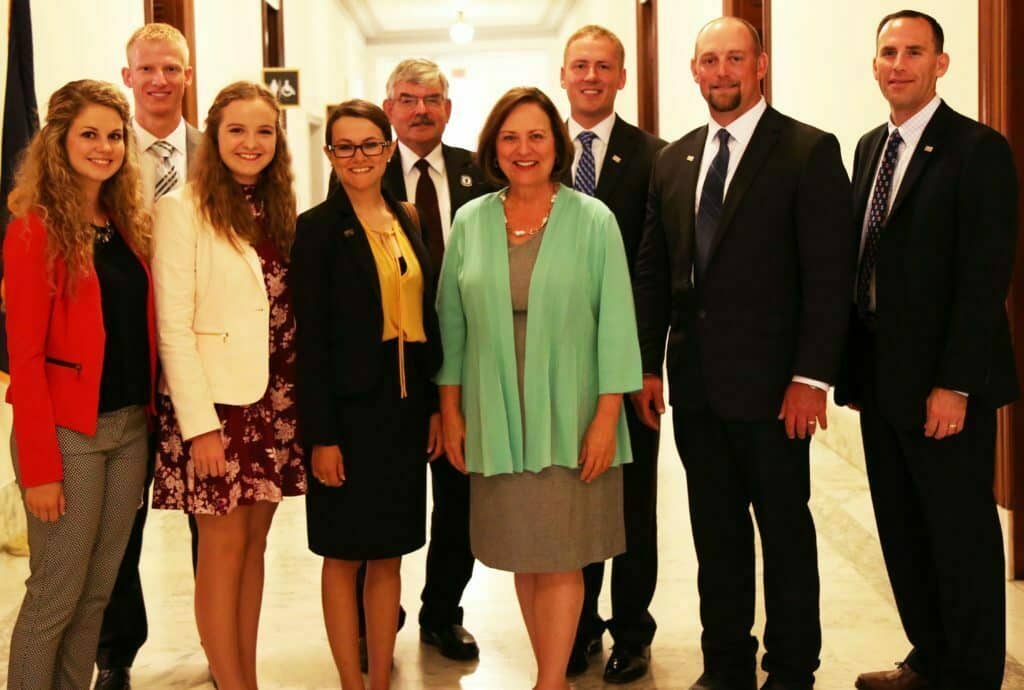 Sen. Deb Fischer poses with a delegation of Nebraskans attending the National Corn Growers Association's annual Corn Congress in July 2017.