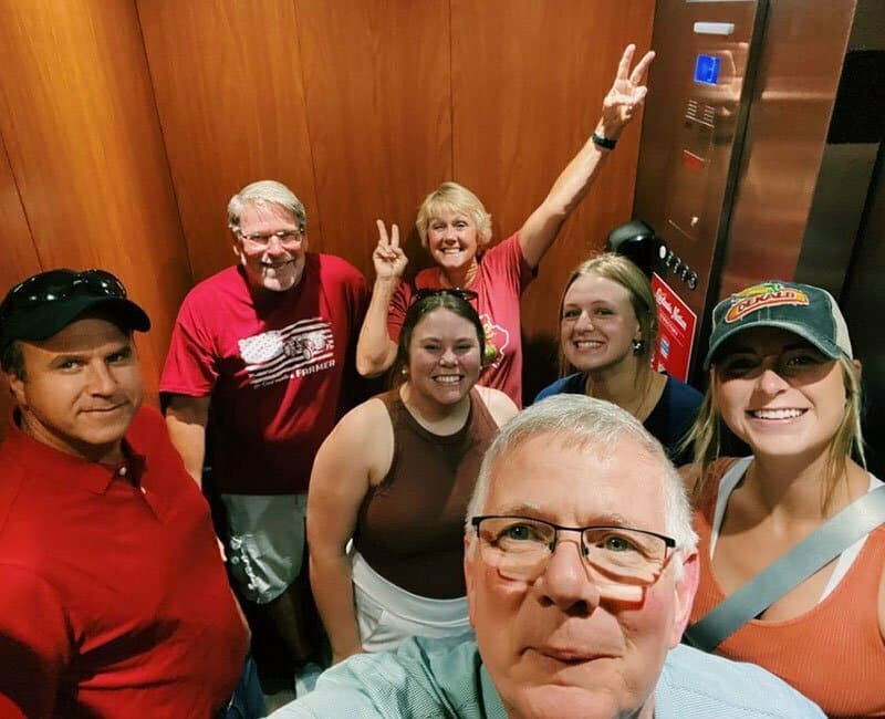 Corn team in an elevator