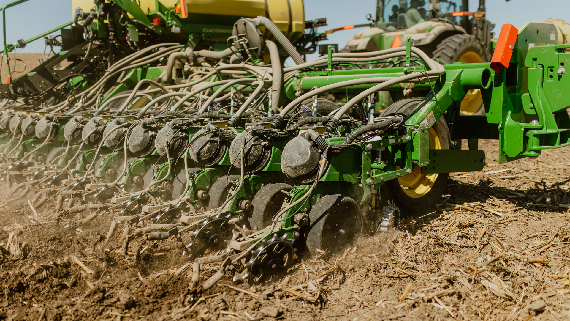 Combine tilling corn field