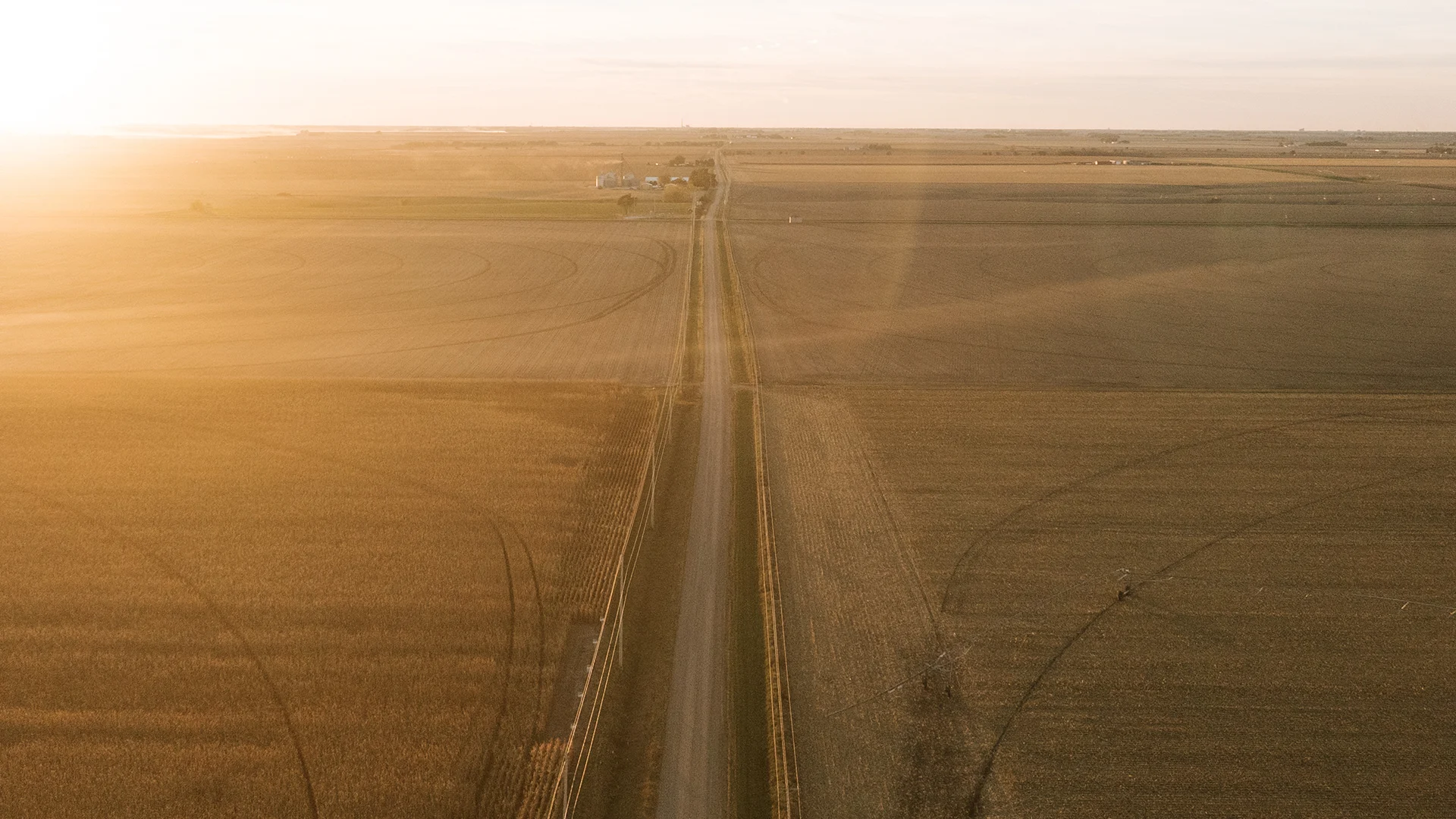 a drone view of a large corn field in nebraska
