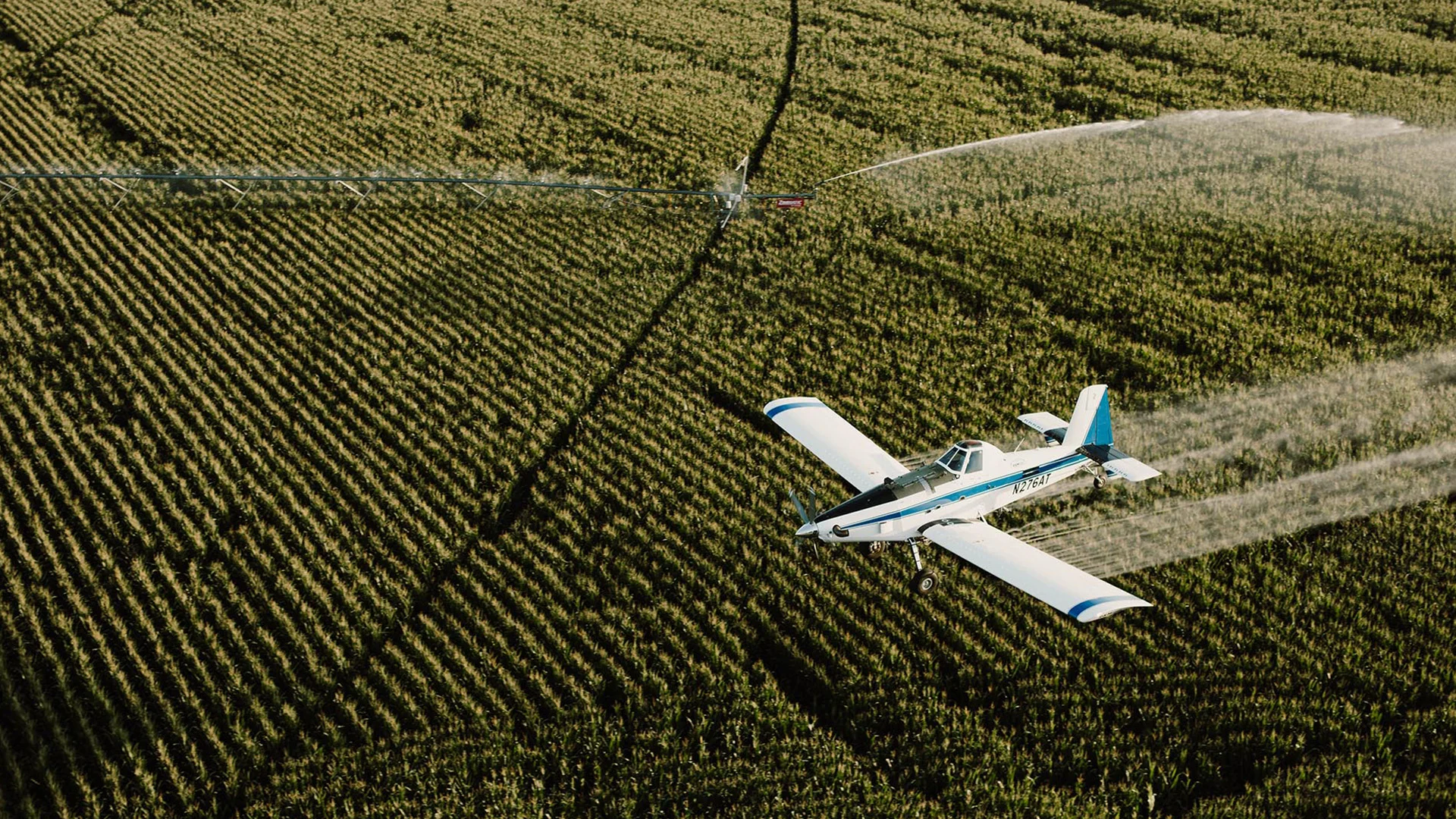 Plane flyover watering corn